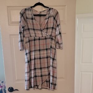 Sew In Love Plaid Midi Dress - Black and Pink